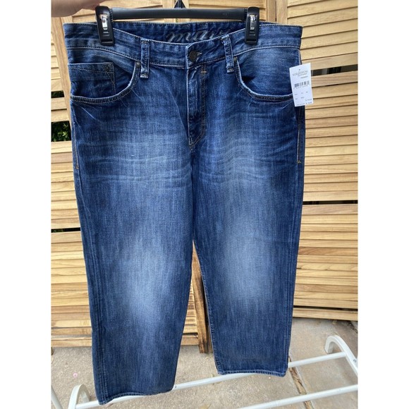 NWT MAVI Men’s Max Wide Relaxed Leg Jeans, 34x30 Dark Blue Denim, Mid Rise